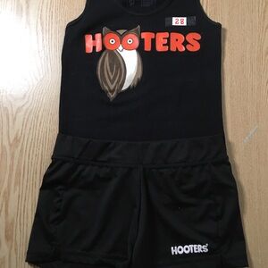 B64 #28 Womens Hooters Girl Uniform Tank Top & Shorts Black Size Xs/Xxs